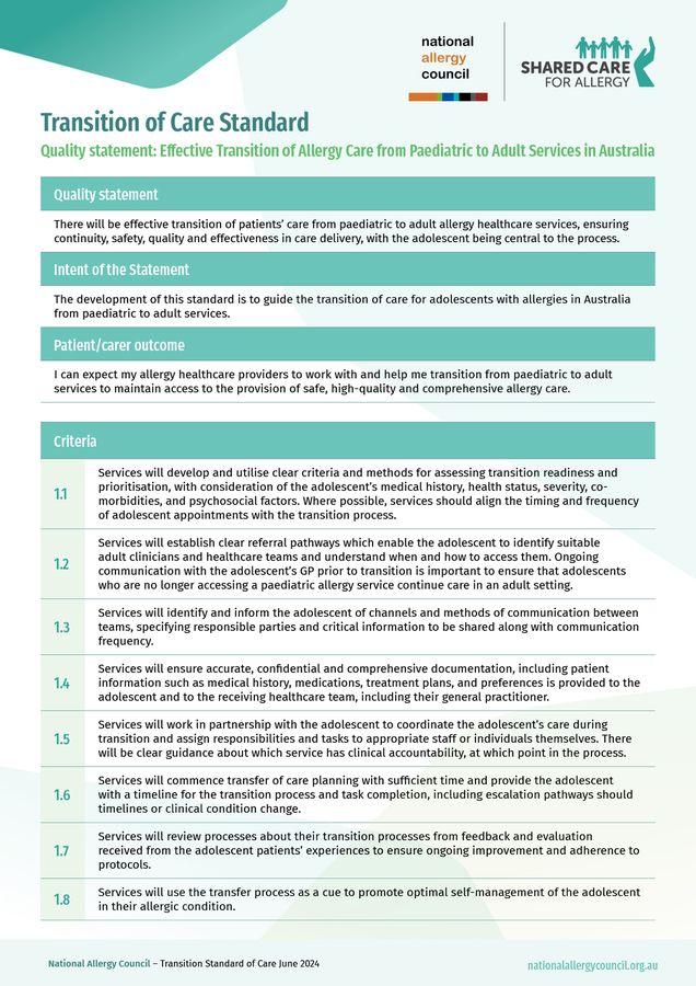 Transition of Care Standard